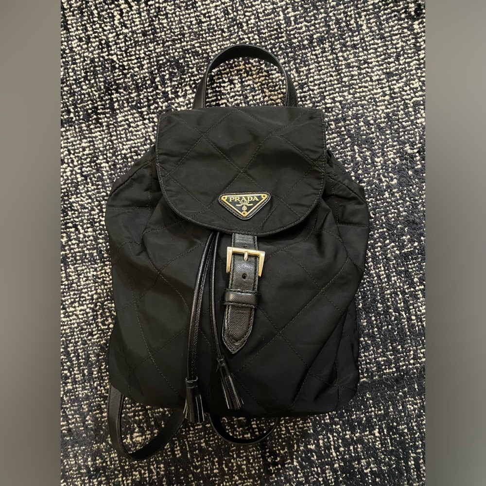 Vintage Prada Black Quilted Backpack